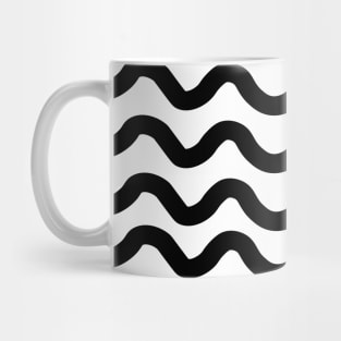 Black horizontal wavy curvy lines pattern Mug